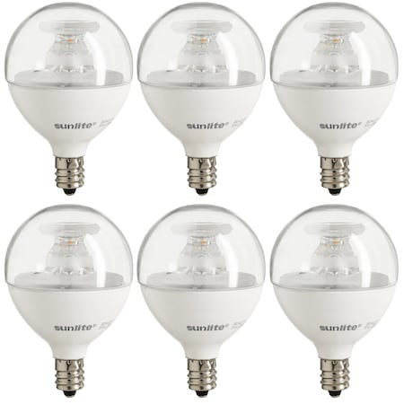 Sunlite LED G16.5 Globe Light Bulb, 5W 40W Equivalent, 350 Lumens, Dimmable, Candelabra E12, Clear, 6PK 40294-SU